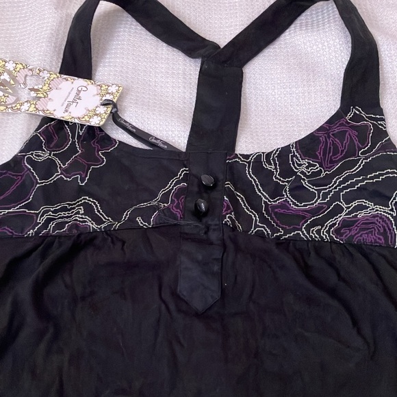 Gentle Fawn black long tank top with embroidery - Picture 3 of 10